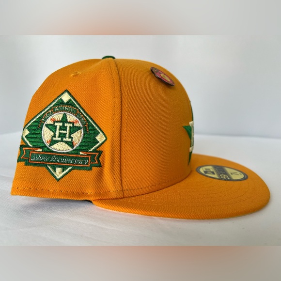 Houston Astros New Era X Premium Silver Anniv. Mango MLB Fitted Hat Size:7 1/8 - Picture 2 of 8